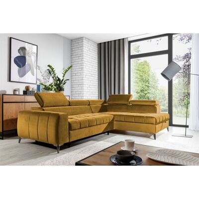 Fun Moebel Ecksofa Schlafsofa Sofa AGNESA Stoff Salvador Honiggelb Ottomane Rechts Fun Moebel Ecksofa Schlafsofa Sofa AGNESA Stoff Salvador Honiggelb Ottomane Rechts