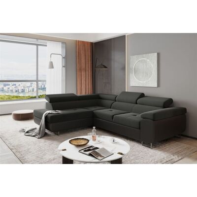 Fun Moebel Ecksofa Sofa JADE Stoff Soft / Sawana Schwarz mit Schlaffunktion Ottomane Links Fun Moebel Ecksofa Sofa JADE Stoff Soft / Sawana Schwarz mit Schlaffunktion Ottomane Links