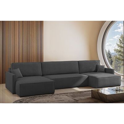 Fun Moebel Wohnlandschaft mit Schlaffunktion Sofa LOUIS Stoff Scala Dunkelgrau Fun Moebel Wohnlandschaft mit Schlaffunktion Sofa LOUIS Stoff Scala Dunkelgrau