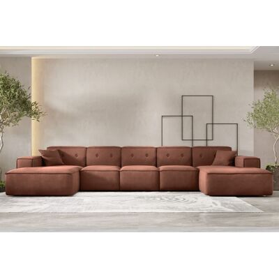 Fun Möbel Wohnlandschaft Sofa U-Form CESINA XL in Stoff Opera Velvet Braun Fun Möbel Wohnlandschaft Sofa U-Form CESINA XL in Stoff Opera Velvet Braun