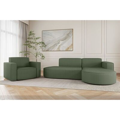 Fun Möbel Sofa Set 2-teilig Sessel und Ecksofa PALMA XS Stoff Scala Forest Ottomane Rechts Fun Möbel Sofa Set 2-teilig Sessel und Ecksofa PALMA XS Stoff Scala Forest Ottomane Rechts