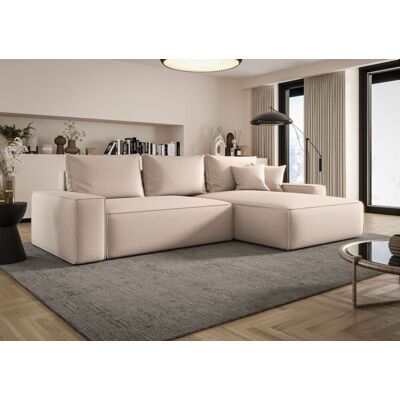 Fun Möbel Ecksofa Schlafsofa Sofa WALKEN Stoff Aragon Creme Ottomane Rechts Fun Möbel Ecksofa Schlafsofa Sofa WALKEN Stoff Aragon Creme Ottomane Rechts
