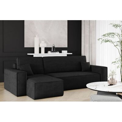 Fun Möbel Ecksofa Schlafsofa Sofa MARIS Stoff Poso Schwarz Ottomane Links Fun Möbel Ecksofa Schlafsofa Sofa MARIS Stoff Poso Schwarz Ottomane Links
