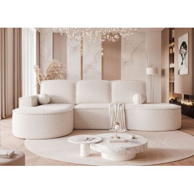 Fun Möbel Ecksofa Schlafsofa Sofa ARLET in Stoff Abriamo Creme Ottomane Links Fun Möbel Ecksofa Schlafsofa Sofa ARLET in Stoff Abriamo Creme Ottomane Links