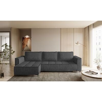 Fun Möbel Ecksofa Schlafsofa Sofa JUNA Stoff Terra Dunkelgrau Ottomane Links Fun Möbel Ecksofa Schlafsofa Sofa JUNA Stoff Terra Dunkelgrau Ottomane Links