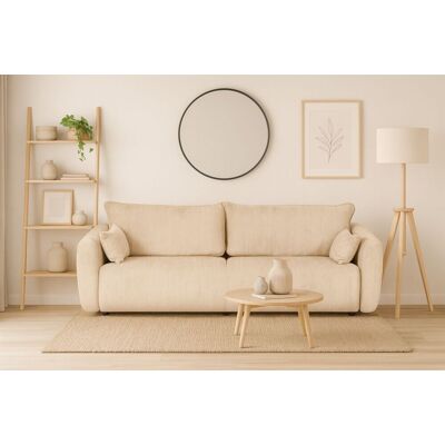 Fun Möbel Sofa 3-Sitzer mit Schlaffunktion RUDEN in Stoff Raven Creme Fun Möbel Sofa 3-Sitzer mit Schlaffunktion RUDEN in Stoff Raven Creme