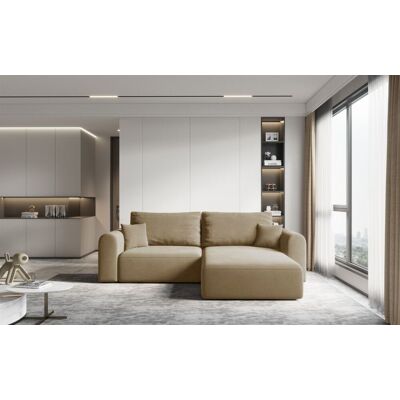 Fun Möbel Ecksofa Sofa FLAVIO mit Schlaffunktion Stoff Castel Sand Ottomane Rechts Fun Möbel Ecksofa Sofa FLAVIO mit Schlaffunktion Stoff Castel Sand Ottomane Rechts