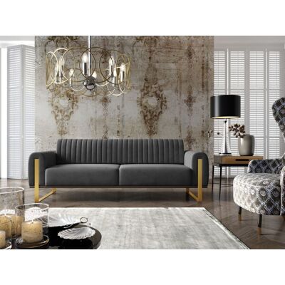 Fun Möbel OUTLET Sofa Designersofa VALERIE 3-Sitzer in Stoff Elisa Velvet Anthrazit Fun Möbel OUTLET Sofa Designersofa VALERIE 3-Sitzer in Stoff Elisa Velvet Anthrazit