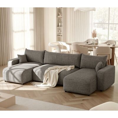 Fun Möbel Wohnlandschaft mit Schlaffunktion Schlafsofa LUNA in Stoff Baltimore Mausgrau Fun Möbel Wohnlandschaft mit Schlaffunktion Schlafsofa LUNA in Stoff Baltimore Mausgrau