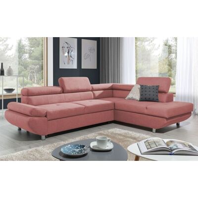 Fun Möbel Ecksofa Sofa PANOS Stoff Esito Rosa mit Schlaffunktion Ottomane Rechts Fun Möbel Ecksofa Sofa PANOS Stoff Esito Rosa mit Schlaffunktion Ottomane Rechts