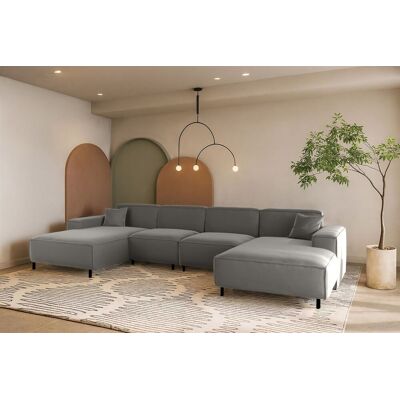 Fun Möbel Wohnlandschaft Sofa U-Form GLORIA in Stoff Tiffani Grau Fun Möbel Wohnlandschaft Sofa U-Form GLORIA in Stoff Tiffani Grau
