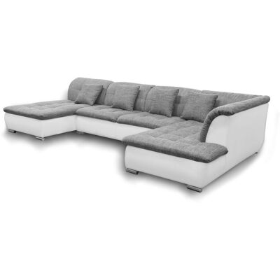 Fun Moebel Couchgarnitur NICOLE ohne Schlaffunktion Ottomane Links Grau/Weiß Fun Moebel Couchgarnitur NICOLE ohne Schlaffunktion Ottomane Links Grau/Weiß