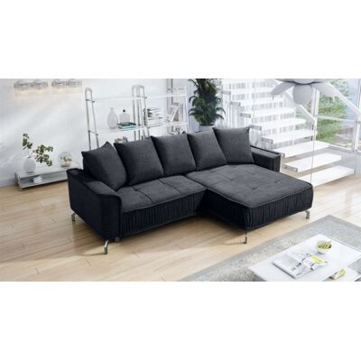 Fun Möbel Ecksofa Schlafsofa Sofa FLORENCE Stoff Bubble Schwarz Ottomane Rechts Fun Möbel Ecksofa Schlafsofa Sofa FLORENCE Stoff Bubble Schwarz Ottomane Rechts