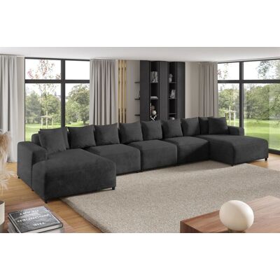 Fun Möbel Wohnlandschaft Sofa U-Form Designersofa MEGAN XL in Stoff Poso Dunkelgrau Fun Möbel Wohnlandschaft Sofa U-Form Designersofa MEGAN XL in Stoff Poso Dunkelgrau