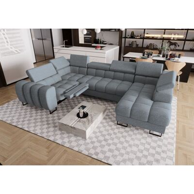 Fun Moebel Wohnlandschaft Schlafsofa BASTIEN RELAX in Stoff Aragon Grau Ottomane Rechts Fun Moebel Wohnlandschaft Schlafsofa BASTIEN RELAX in Stoff Aragon Grau Ottomane Rechts
