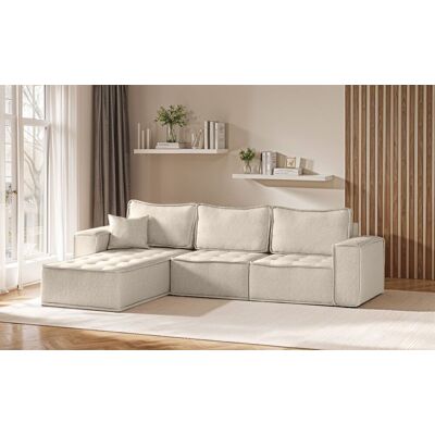 Fun Möbel Ecksofa Modulsofa 3-teilig SANDE Stoff Alpine Beige Ottomane Links Fun Möbel Ecksofa Modulsofa 3-teilig SANDE Stoff Alpine Beige Ottomane Links