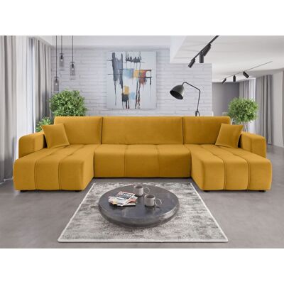 Fun Möbel Wohnlandschaft mit Schlaffunktion DAGNY Sofa U-Form in Stoff Kronos Senfgelb Fun Möbel Wohnlandschaft mit Schlaffunktion DAGNY Sofa U-Form in Stoff Kronos Senfgelb
