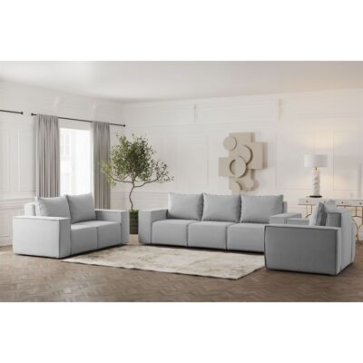 Fun Möbel Sofaset Designersofa ESTELLE 3-2-1 in Stoff Opera Velvet Hellgrau Fun Möbel Sofaset Designersofa ESTELLE 3-2-1 in Stoff Opera Velvet Hellgrau