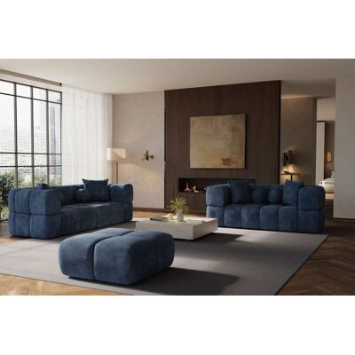 Fun Möbel Sofaset Designersofas VEGA 3-2 inkl. Hocker in Stoff Egon Dunkelblau Fun Möbel Sofaset Designersofas VEGA 3-2 inkl. Hocker in Stoff Egon Dunkelblau