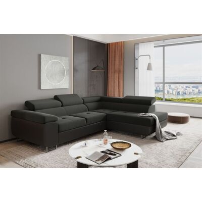 Fun Moebel Ecksofa Sofa JADE Stoff Soft / Sawana Schwarz mit Schlaffunktion Ottomane Rechts Fun Moebel Ecksofa Sofa JADE Stoff Soft / Sawana Schwarz mit Schlaffunktion Ottomane Rechts