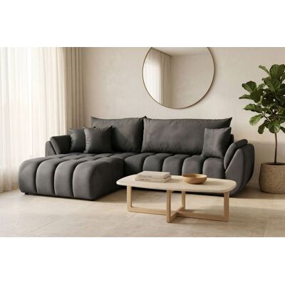Fun Möbel Ecksofa Schlafsofa Sofa COLLIN in Stoff Monolith Dunkelgrau Ottomane Links Fun Möbel Ecksofa Schlafsofa Sofa COLLIN in Stoff Monolith Dunkelgrau Ottomane Links