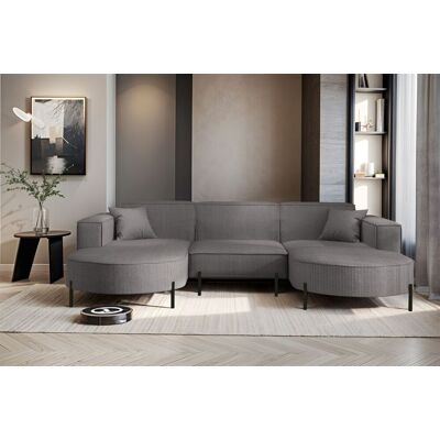 Fun Möbel Wohnlandschaft U-Form Sofa VALENCIA in Stoff Scala Grau Fun Möbel Wohnlandschaft U-Form Sofa VALENCIA in Stoff Scala Grau