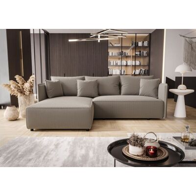 Fun Möbel Ecksofa Schlafsofa EVORA Stoff Poso Hellbraun Ottomane Links Fun Möbel Ecksofa Schlafsofa EVORA Stoff Poso Hellbraun Ottomane Links