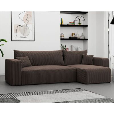 Fun Möbel Ecksofa mit Schlaffunktion Sofa LUNA Stoff Poso Dunkelbraun Ottomane Rechts Fun Möbel Ecksofa mit Schlaffunktion Sofa LUNA Stoff Poso Dunkelbraun Ottomane Rechts