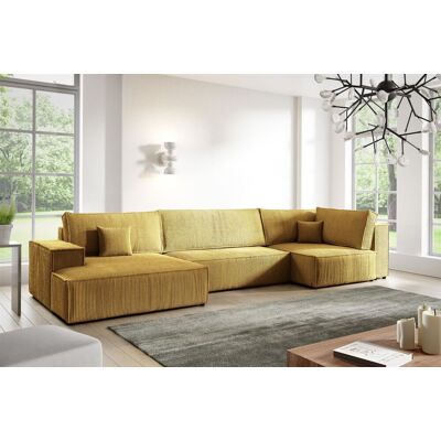 Fun Möbel Wohnlandschaft Schlafsofa CORUNIA Stoff Poso Honiggelb Ottomane Links Fun Möbel Wohnlandschaft Schlafsofa CORUNIA Stoff Poso Honiggelb Ottomane Links