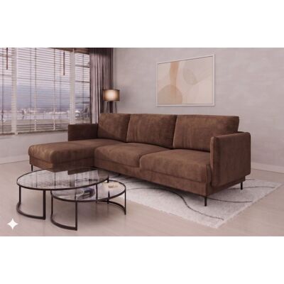 Fun Moebel Ecksofa Designersofa HELMER Stoff Vibe Braun Ottomane Links Fun Moebel Ecksofa Designersofa HELMER Stoff Vibe Braun Ottomane Links