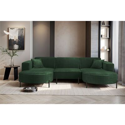 Fun Möbel Wohnlandschaft U-Form Sofa VALENCIA in Stoff Noel Dunkelgrün Fun Möbel Wohnlandschaft U-Form Sofa VALENCIA in Stoff Noel Dunkelgrün