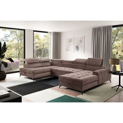 Fun Möbel Wohnlandschaft Schlafsofa AGNESA Stoff Salvador Braun Ottomane Rechts Fun Möbel Wohnlandschaft Schlafsofa AGNESA Stoff Salvador Braun Ottomane Rechts