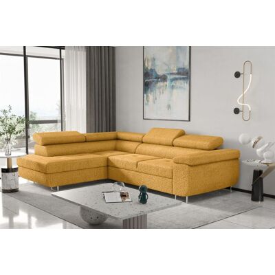 Fun Moebel Ecksofa Sofa JADE Stoff Ascot Senfgelb mit Schlaffunktion Ottomane Links Fun Moebel Ecksofa Sofa JADE Stoff Ascot Senfgelb mit Schlaffunktion Ottomane Links