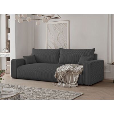 Fun Möbel Sofa 3-Sitzer mit Schlaffunktion LUNA in Stoff Poso Dunkelgrau Fun Möbel Sofa 3-Sitzer mit Schlaffunktion LUNA in Stoff Poso Dunkelgrau