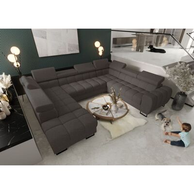 Fun Moebel Wohnlandschaft Schlafsofa BASTIEN XL in Stoff Aragon Dunkelgrau Ottomane Links Fun Moebel Wohnlandschaft Schlafsofa BASTIEN XL in Stoff Aragon Dunkelgrau Ottomane Links