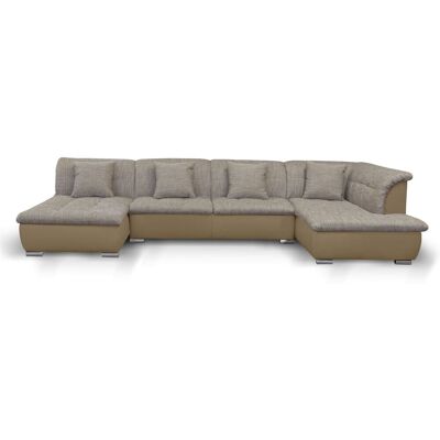 Fun Moebel Couchgarnitur NICOLE mit Schlaffunktion Ottomane Links Sand/Cappuccino Fun Moebel Couchgarnitur NICOLE mit Schlaffunktion Ottomane Links Sand/Cappuccino