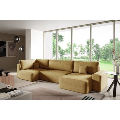 Fun Möbel Wohnlandschaft mit Schlaffunktion ARONA XL Stoff Centaur Honiggelb Ottomane R... Fun Möbel Wohnlandschaft mit Schlaffunktion ARONA XL Stoff Centaur Honiggelb Ottomane R...
