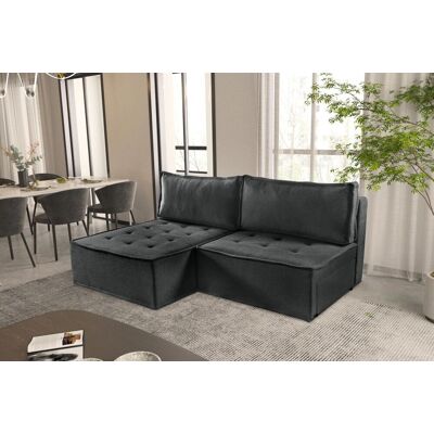 Fun Möbel Ecksofa Schlafsofa AMALIA Stoff Raven Anthrazit Ottomane Links Fun Möbel Ecksofa Schlafsofa AMALIA Stoff Raven Anthrazit Ottomane Links