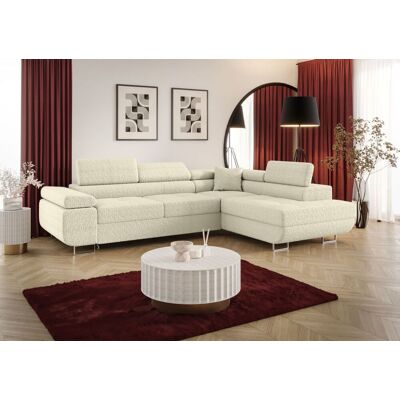 Fun Möbel Ecksofa Schlafsofa Sofa MONARO Stoff Quelle Creme Ottomane Rechts Fun Möbel Ecksofa Schlafsofa Sofa MONARO Stoff Quelle Creme Ottomane Rechts