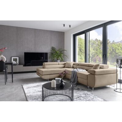 Fun Moebel Ecksofa Schlafsofa SARRA in Stoff Cover Beige Ottomane Links Fun Moebel Ecksofa Schlafsofa SARRA in Stoff Cover Beige Ottomane Links
