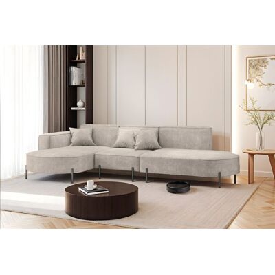 Fun Moebel OUTLET Ecksofa Designersofa VALENCIA in Stoff Noel Hellgrau Ottomane Links Fun Moebel OUTLET Ecksofa Designersofa VALENCIA in Stoff Noel Hellgrau Ottomane Links