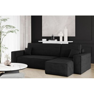 Fun Möbel Ecksofa Schlafsofa Sofa MARIS Stoff Poso Schwarz Ottomane Rechts Fun Möbel Ecksofa Schlafsofa Sofa MARIS Stoff Poso Schwarz Ottomane Rechts