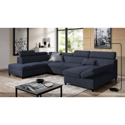 Fun Möbel Wohnlandschaft Schlafsofa Sofa ANTON in Stoff Esito Dunkelblau Ottomane Rechts Fun Möbel Wohnlandschaft Schlafsofa Sofa ANTON in Stoff Esito Dunkelblau Ottomane Rechts