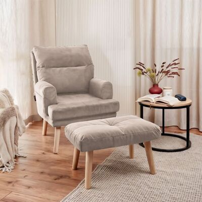 Fun Möbel Relaxsessel Sessel CATANIA inkl. Hocker in Stoff Trinity Beige Fun Möbel Relaxsessel Sessel CATANIA inkl. Hocker in Stoff Trinity Beige