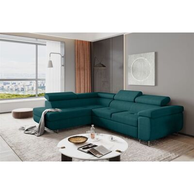 Fun Moebel Ecksofa Sofa JADE Stoff Matt Velvet Türkis mit Schlaffunktion Ottomane Links Fun Moebel Ecksofa Sofa JADE Stoff Matt Velvet Türkis mit Schlaffunktion Ottomane Links
