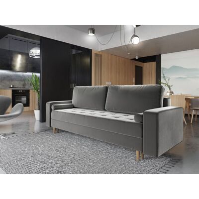 Fun Moebel Sofa 3-Sitzer BELANO mit Schlaffunktion Hellgrau Fun Moebel Sofa 3-Sitzer BELANO mit Schlaffunktion Hellgrau
