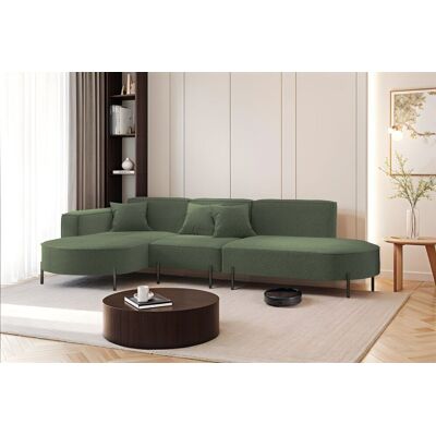Fun Moebel Ecksofa Designersofa VALENCIA in Stoff Quelle Grün Ottomane Links Fun Moebel Ecksofa Designersofa VALENCIA in Stoff Quelle Grün Ottomane Links