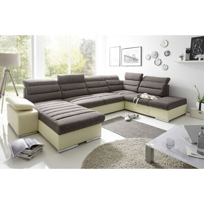 Fun Moebel Couchgarnitur PASCARA U-Form mit Schlaffunktion-Creme /Ottomane Links Fun Moebel Couchgarnitur PASCARA U-Form mit Schlaffunktion-Creme /Ottomane Links