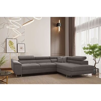 Fun Möbel Ecksofa Schlafsofa Sofa CARMELO in Stoff Nova Grau Ottomane Rechts Fun Möbel Ecksofa Schlafsofa Sofa CARMELO in Stoff Nova Grau Ottomane Rechts
