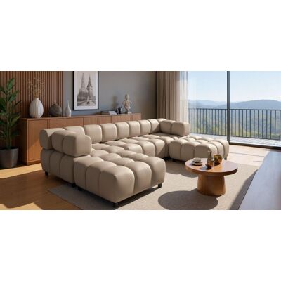 Fun Möbel Sofa Designersofa FLOW 3-Sitzer inkl. 2 x Polsterhocker Stoff Bluvel Latte Fun Möbel Sofa Designersofa FLOW 3-Sitzer inkl. 2 x Polsterhocker Stoff Bluvel Latte